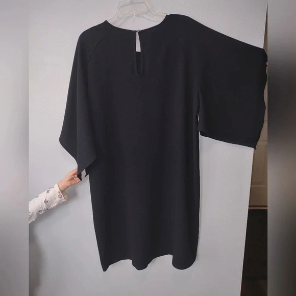 Mossimo black crew neck shift dress, drape sleeves - Picture 2 of 7